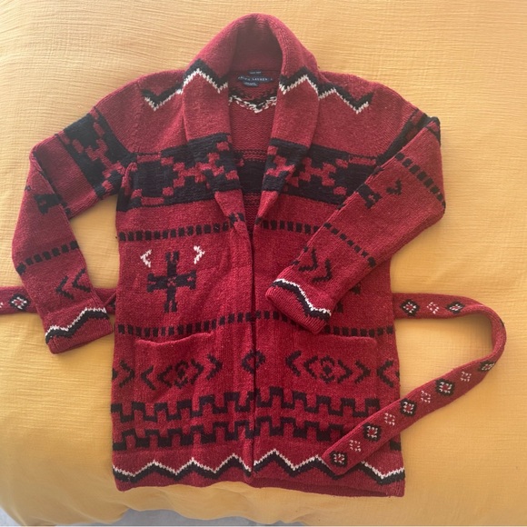 Ralph Lauren Red and Black Patterned Sweater
